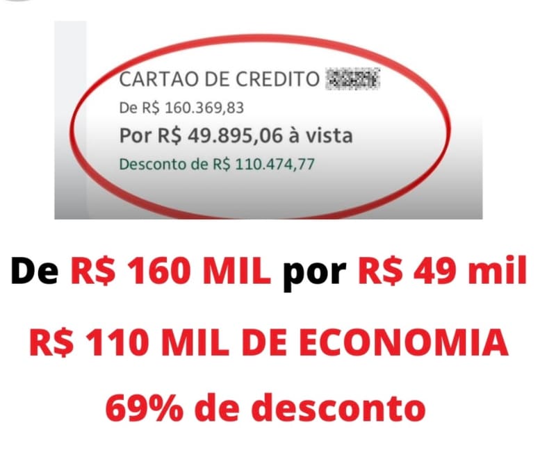 Acordo de cartão com 69% de desconto